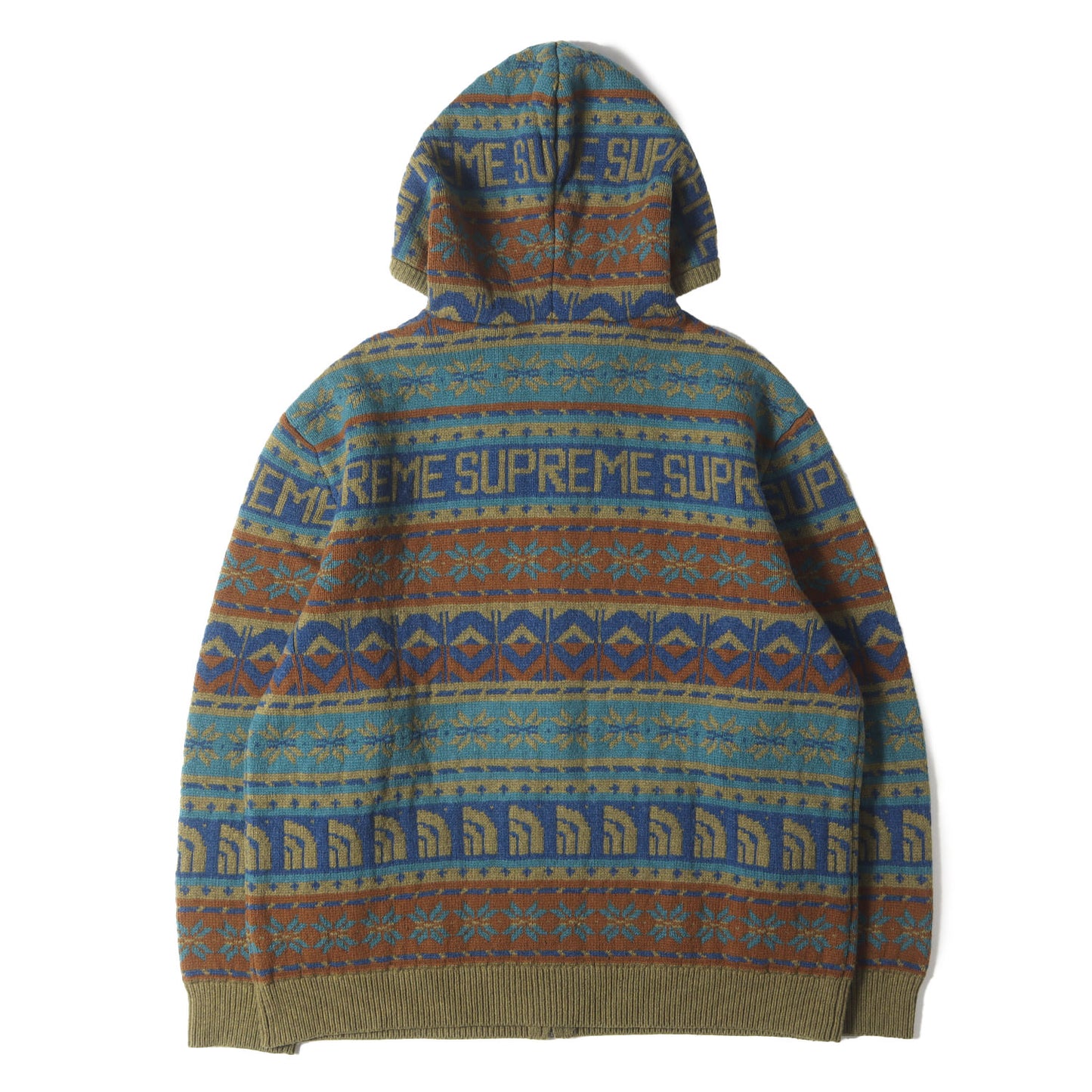 22AW ×THE NORTH FACE ノルディック柄 ジップ ウールニット セーター(Zip Up Hooded Sweater)
