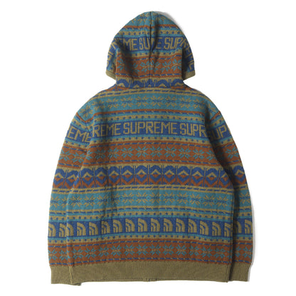 22AW ×THE NORTH FACE ノルディック柄 ジップ ウールニット セーター(Zip Up Hooded Sweater)