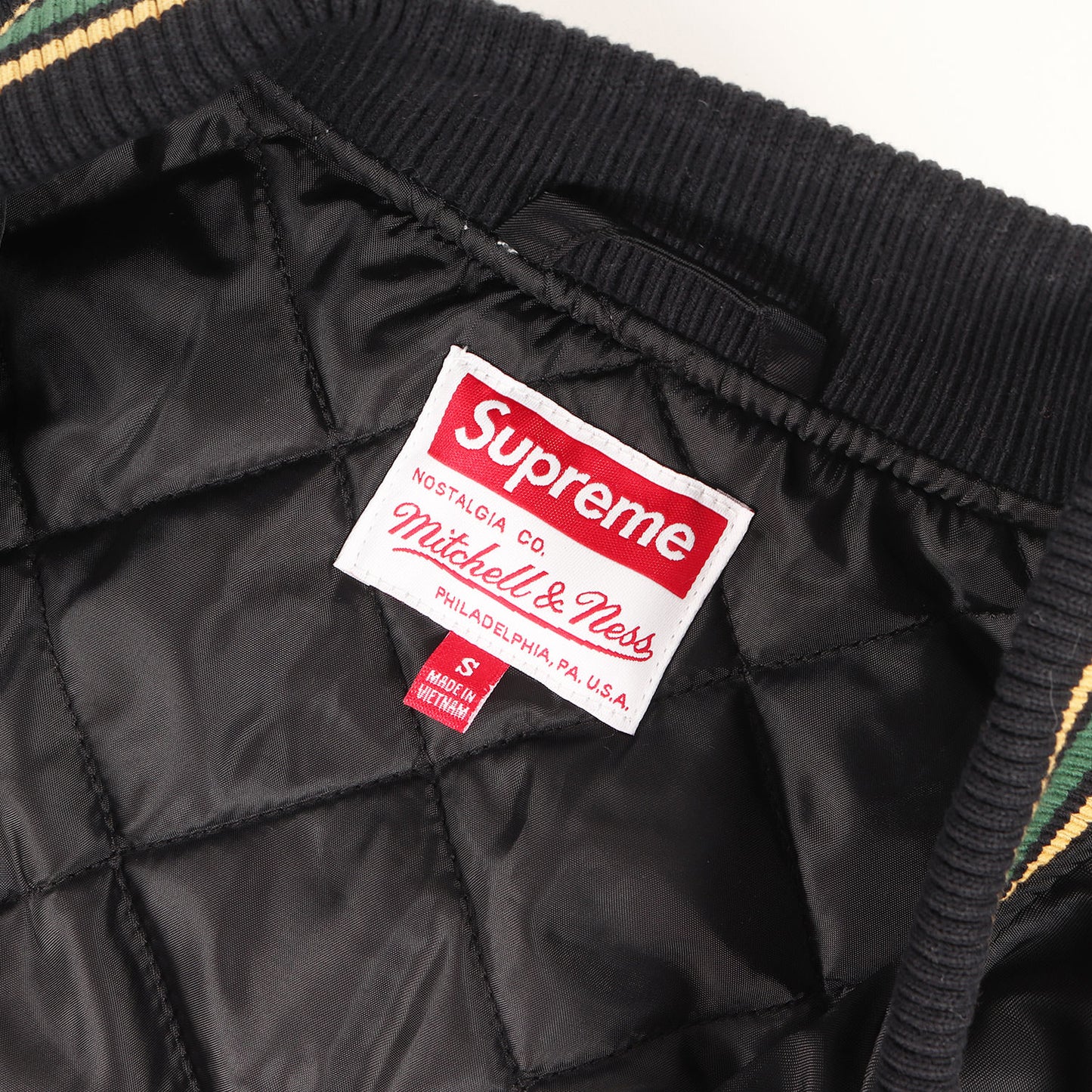 25SS ×Mitchell & Ness サテン バーシティジャケット / スタジャン(Camo Logo Varsity Jacket)