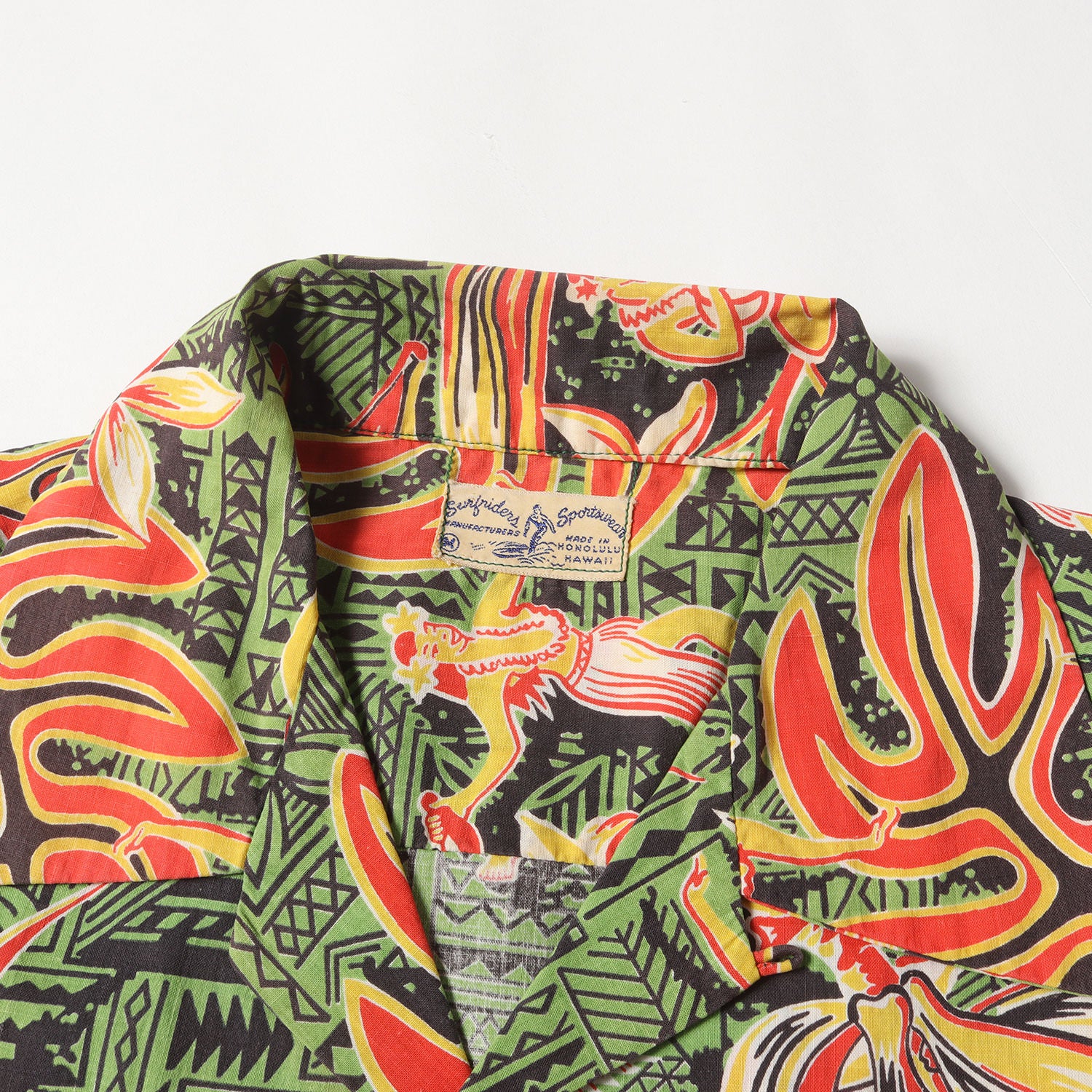 50s Hawaiian Shirt 50年代 ヴィンテージハワイアンシャツ M 50s POLYNESIAN Sprtswear ALLOVER PATTERN RAYON HAWAIIAN