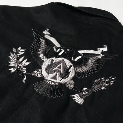 00s イーグル刺繍 リネン/コットン シャツ