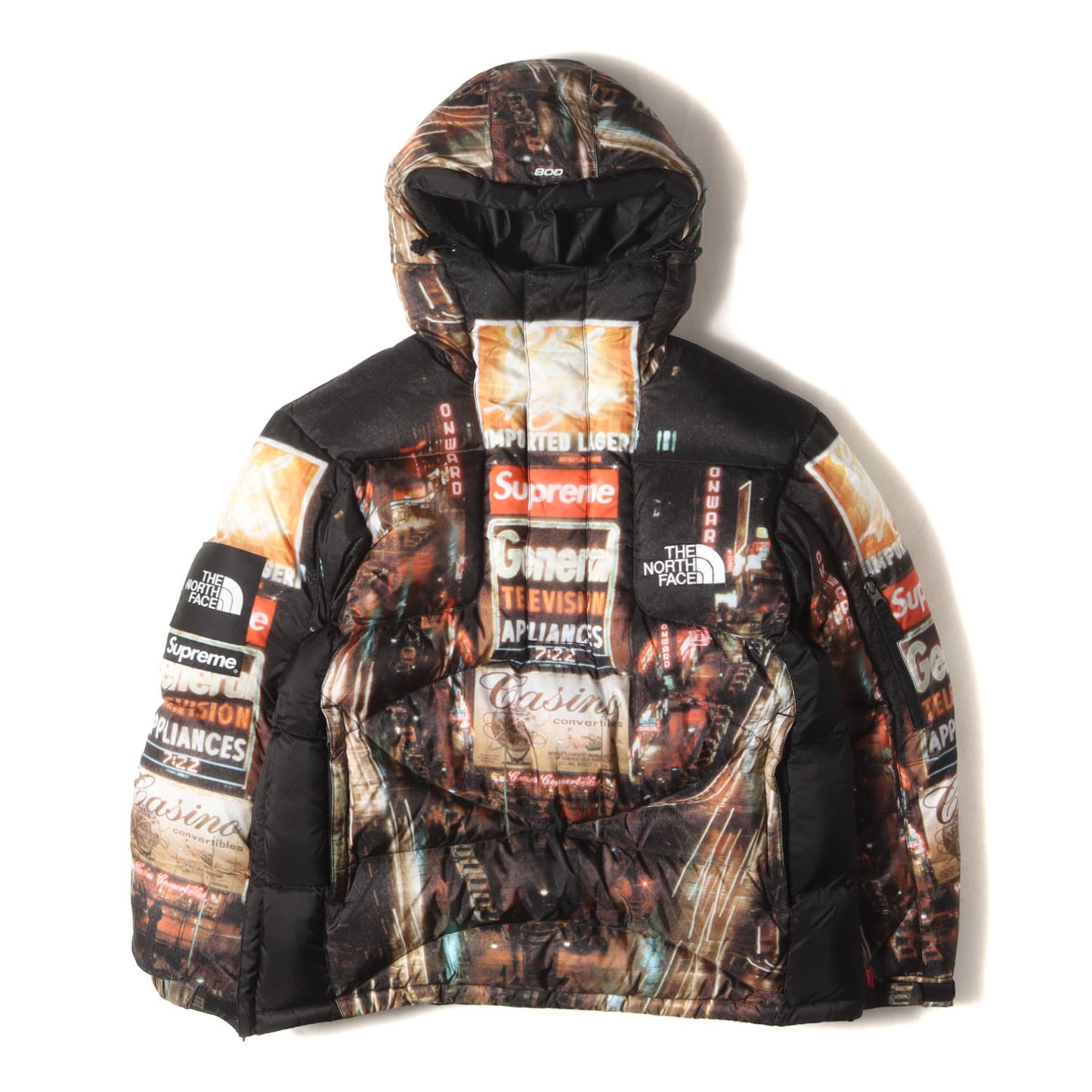 22AW ×THE NORTH FACE タイムズスクエア柄 ハーフジップ プルオーバー ダウンジャケット(800-Fill Half Zip Hooded Pullover)