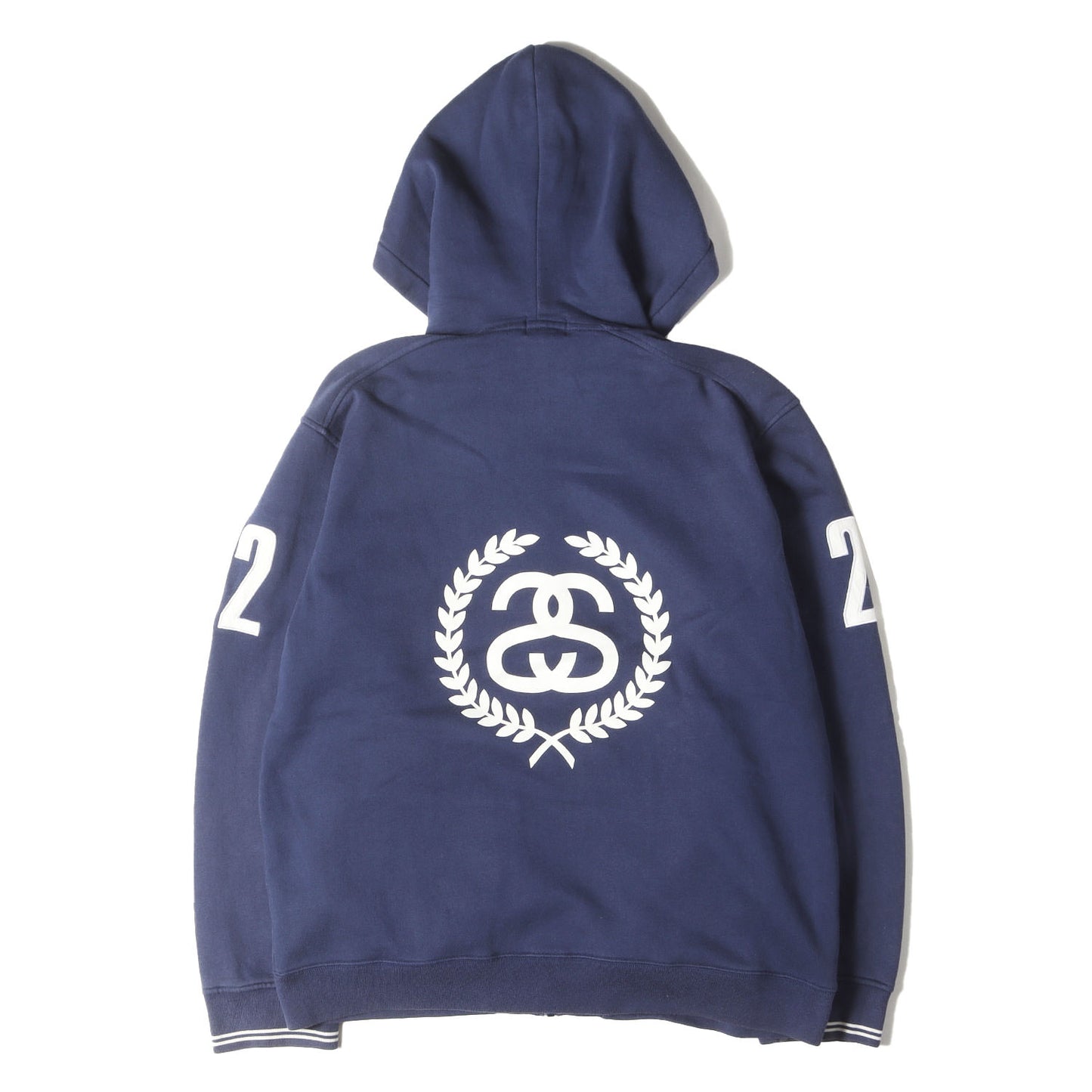 90s OLD STUSSY 紺タグ エンブレムワッペン ジップ スウェットパーカー