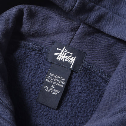 90s OLD STUSSY 紺タグ エンブレムワッペン ジップ スウェットパーカー