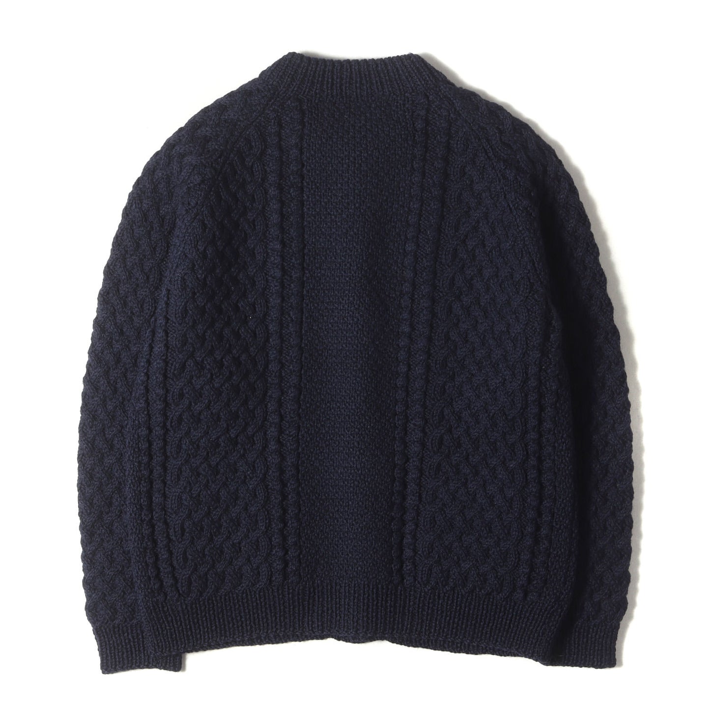 [茶タグ] 4A アラン編み ウールニット ゴルファー カーディガン