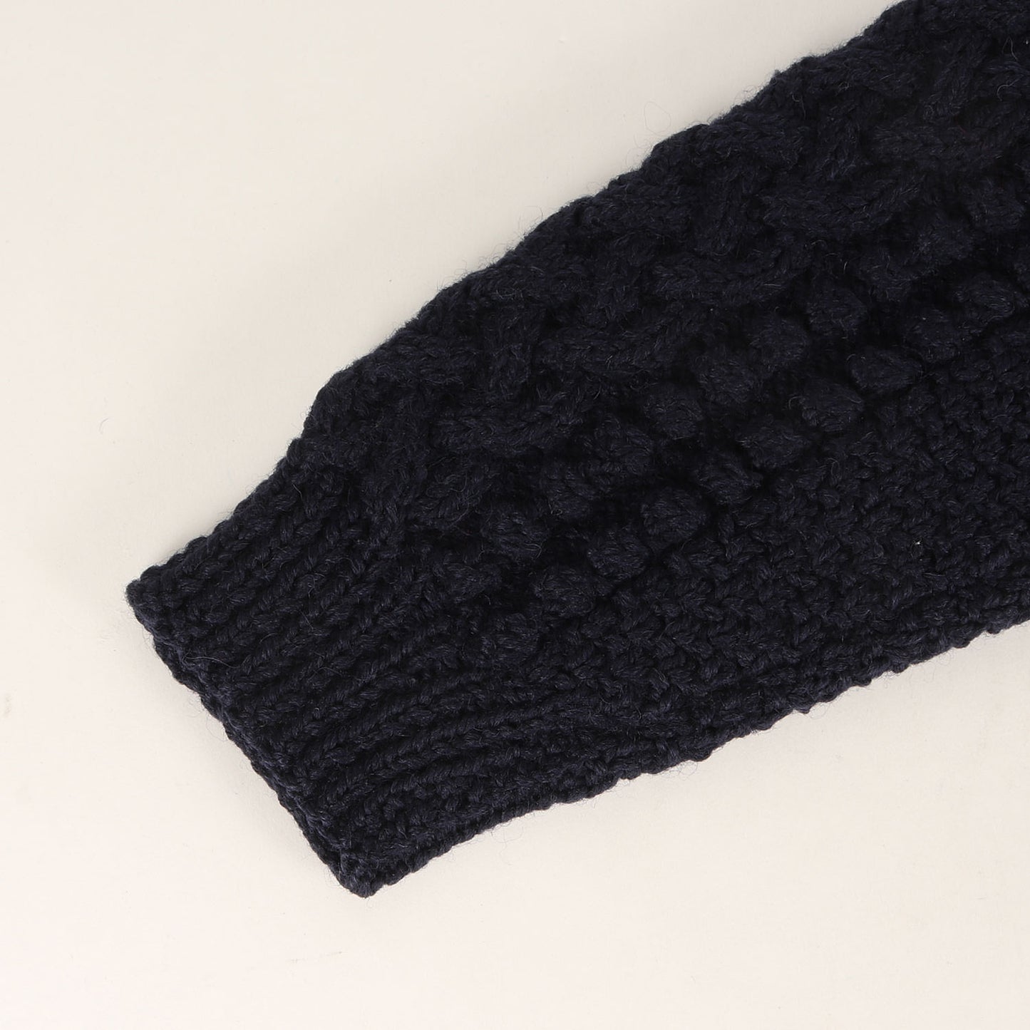 [茶タグ] 4A アラン編み ウールニット ゴルファー カーディガン