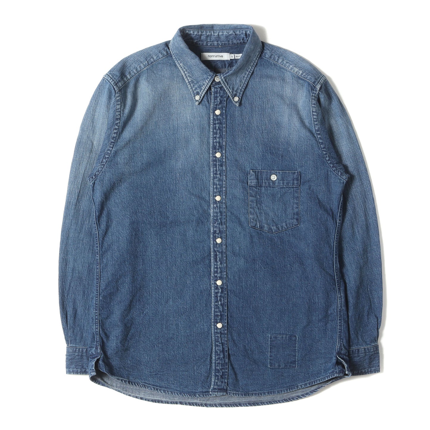 23AW ヴィンテージ加工 ボタンダウン デニムシャツ(DWELLER B.D. SHIRT COTTON 8oz DENIM VW)