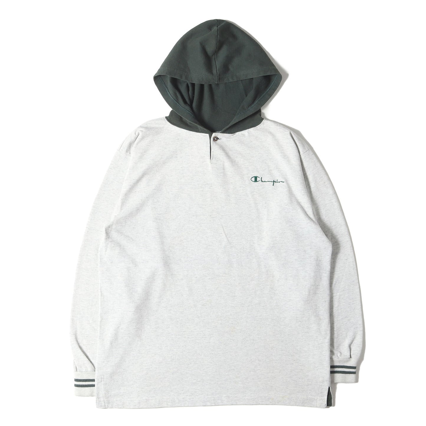 90s 青タグ フード付き ヘンリーネック ロングスリーブ Tシャツ USA製