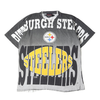 90s NFL ピッツバーグ・スティーラーズ 全面プリント Tシャツ(AMERICAS FAVORITESボディ)