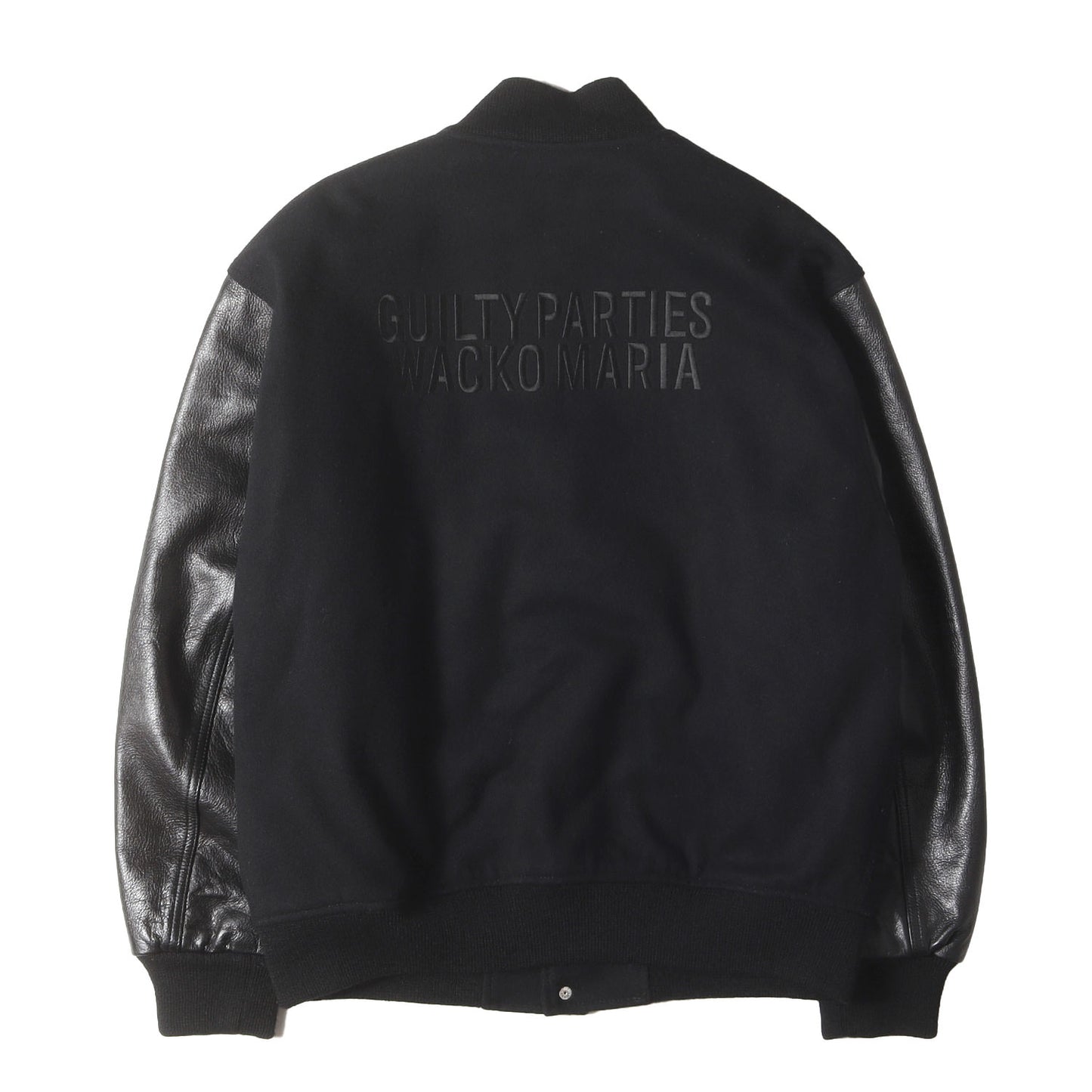 袖レザー メルトンウール スタジャン / バーシティ ジャケット(LEATHER VARSITY JACKET)