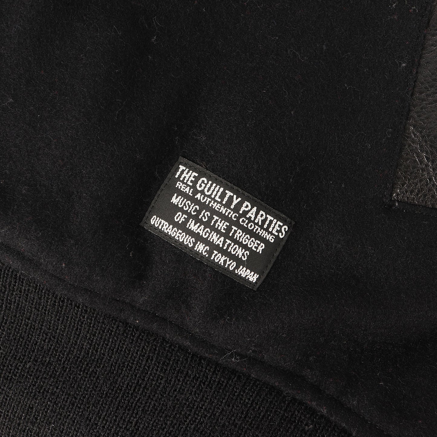 袖レザー メルトンウール スタジャン / バーシティ ジャケット(LEATHER VARSITY JACKET)