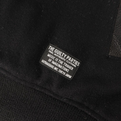 袖レザー メルトンウール スタジャン / バーシティ ジャケット(LEATHER VARSITY JACKET)