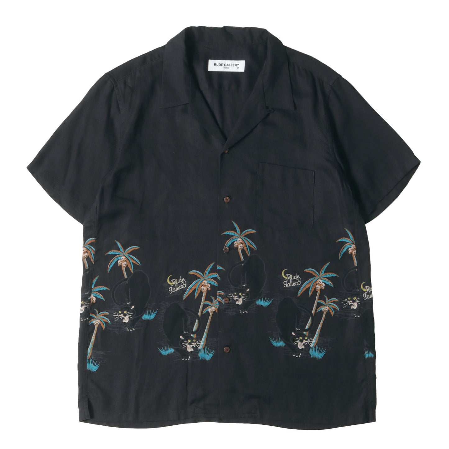 ブラックパンサー&パームツリー レーヨン アロハシャツ