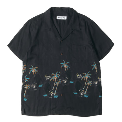 ブラックパンサー&パームツリー レーヨン アロハシャツ