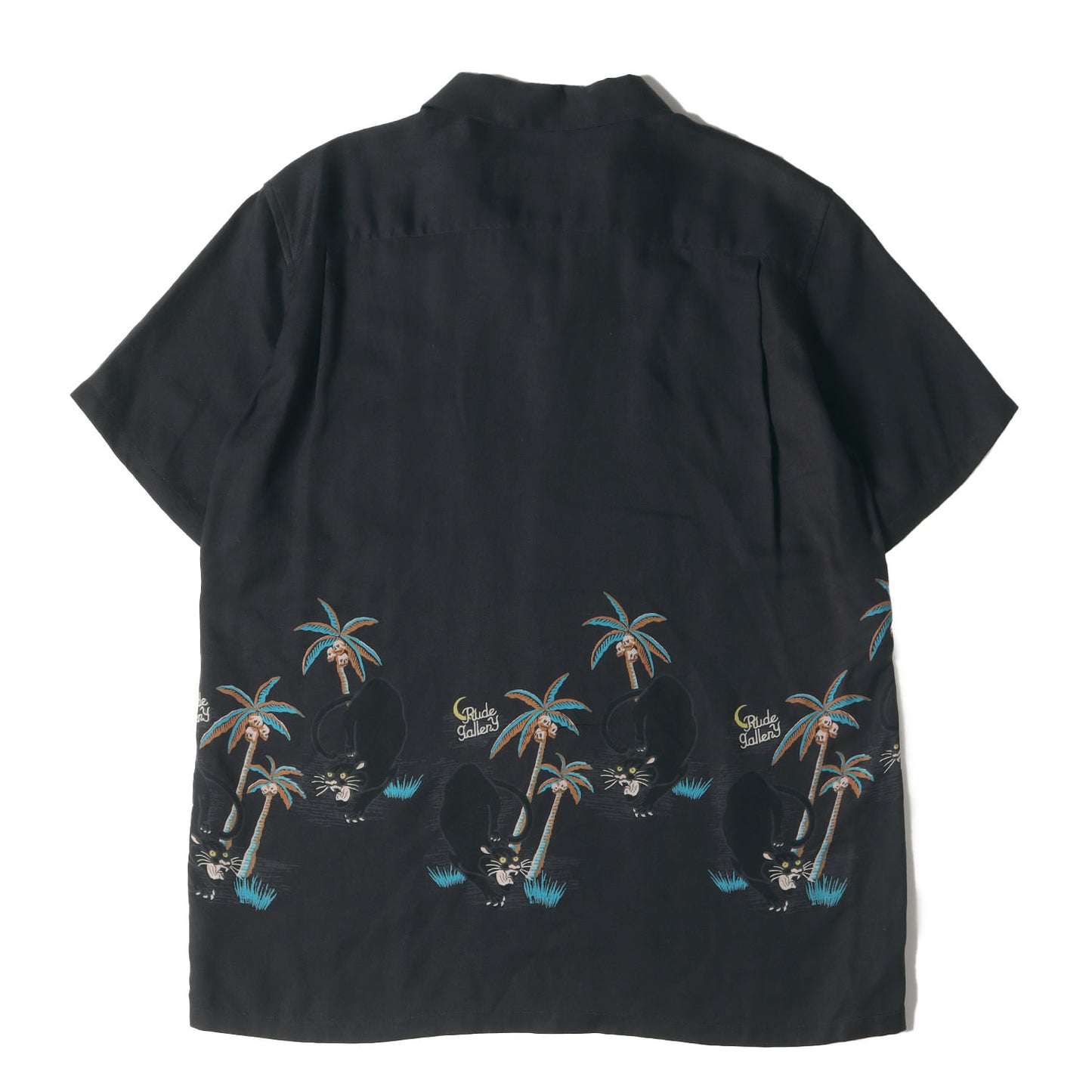 ブラックパンサー&パームツリー レーヨン アロハシャツ