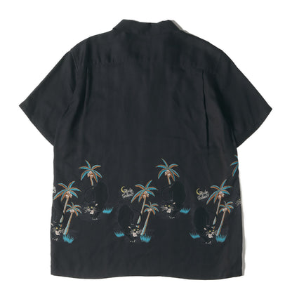ブラックパンサー&パームツリー レーヨン アロハシャツ