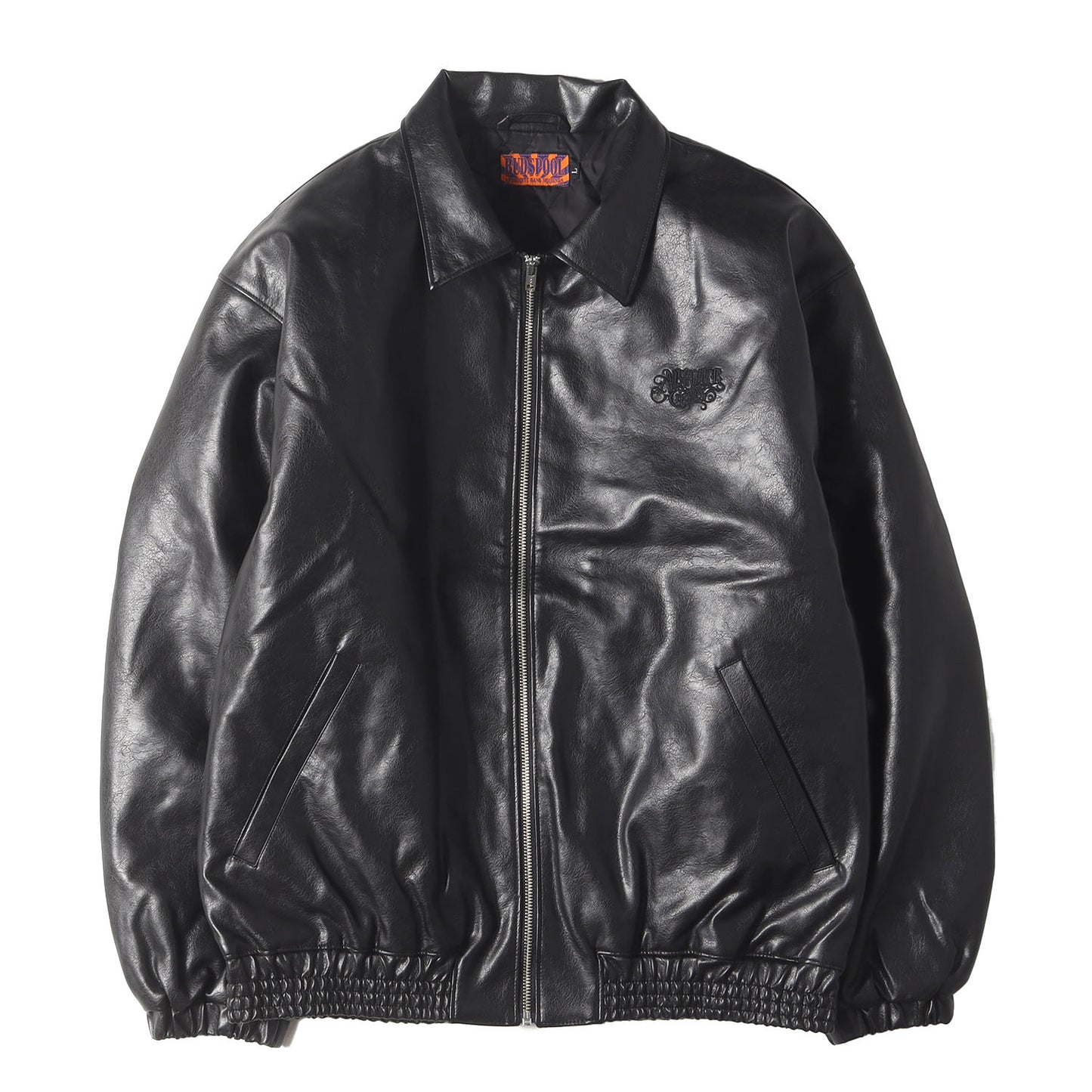 フェイクレザー 裏地キルティング ジップ ジャケット(FAUX LEATHER JACKET)