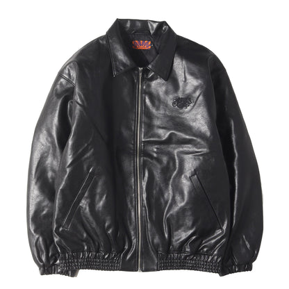 フェイクレザー 裏地キルティング ジップ ジャケット(FAUX LEATHER JACKET)