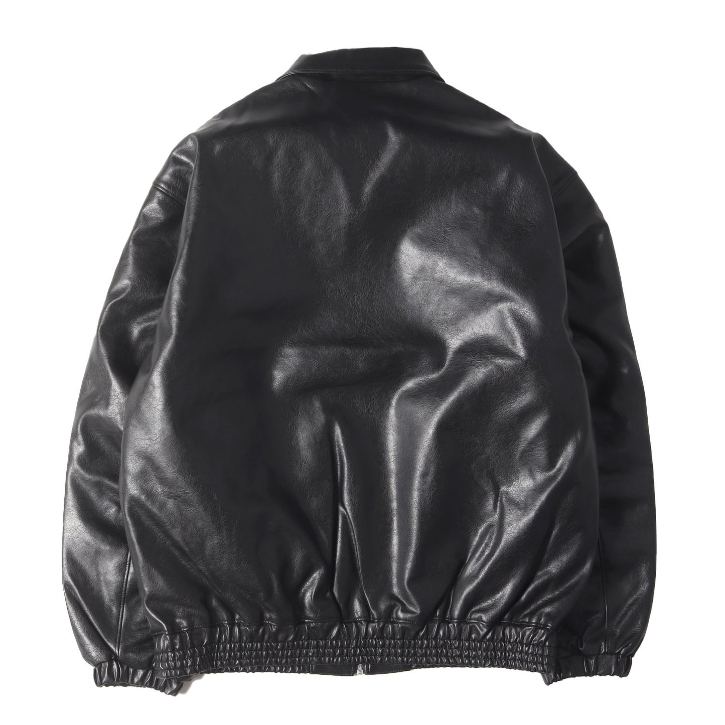 フェイクレザー 裏地キルティング ジップ ジャケット(FAUX LEATHER JACKET)