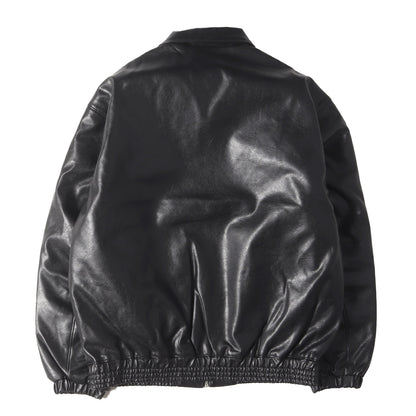 フェイクレザー 裏地キルティング ジップ ジャケット(FAUX LEATHER JACKET)