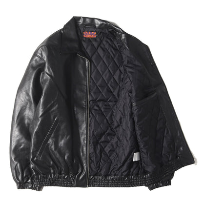 フェイクレザー 裏地キルティング ジップ ジャケット(FAUX LEATHER JACKET)