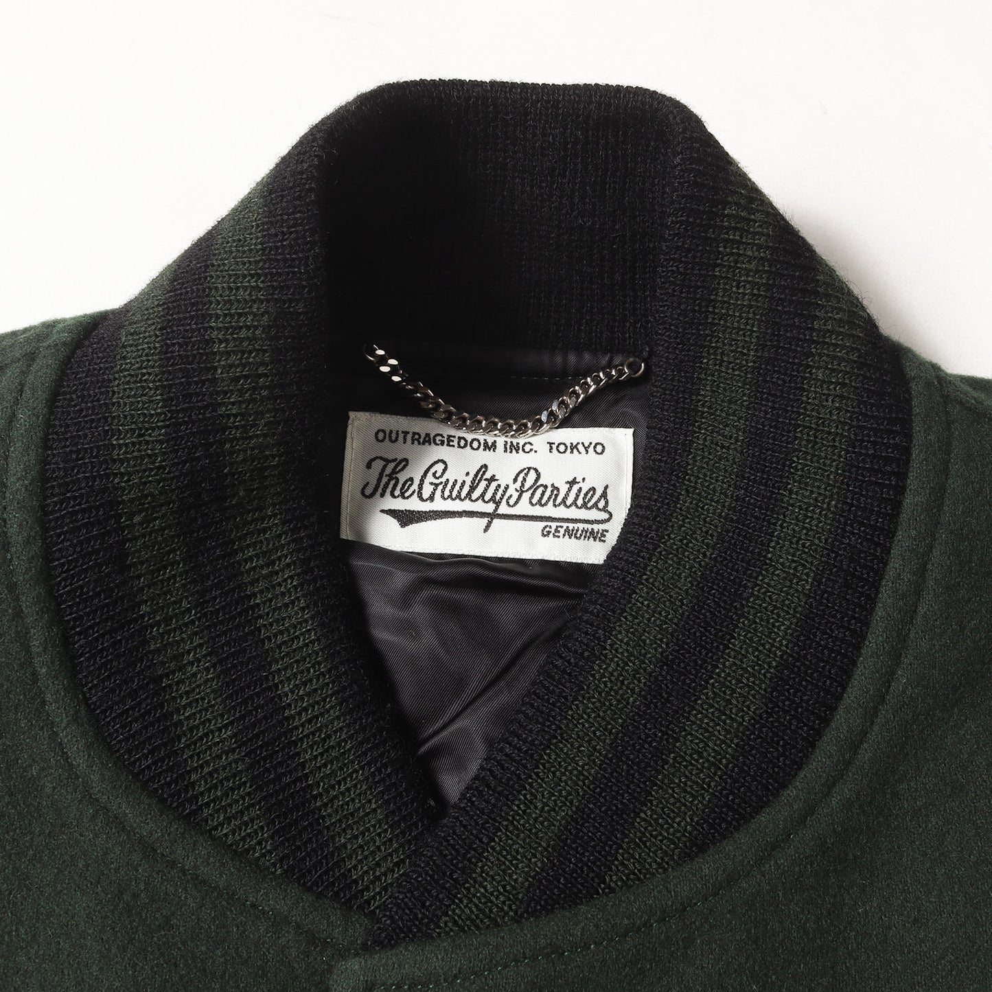 23SS ロゴ刺繍 袖レザー メルトン バーシティジャケット / スタジャン(LEATHER VARSITY JACKET)