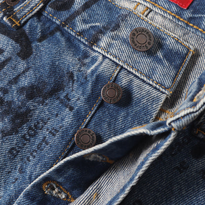25SS ニュースペーパー プリント デニムパンツ(Regular Jean)