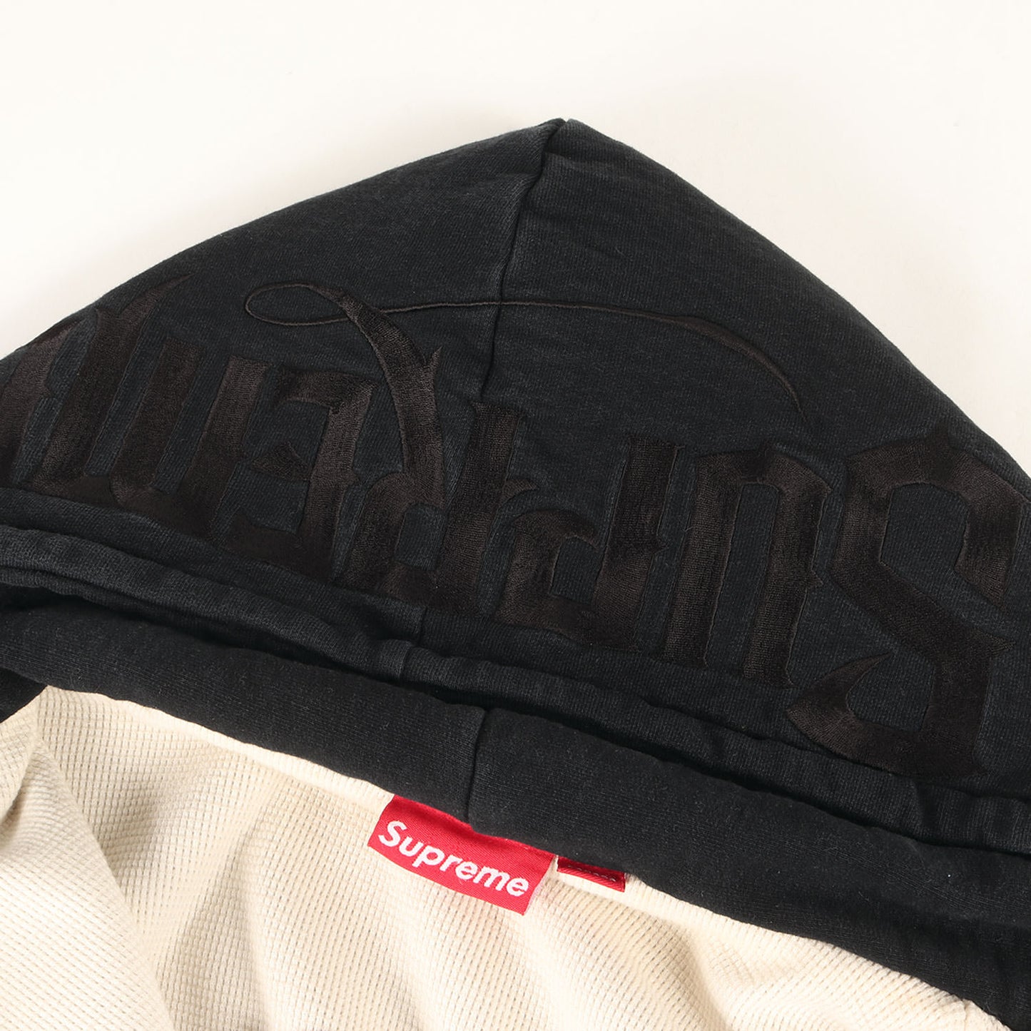 00s フードロゴ刺繍 サーマル ジップ スウェットパーカー