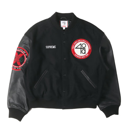 25SS ×40 Acres マルコムX 袖レザー バーシティジャケット / スタジャン(Malcolm X Varsity Jacket)