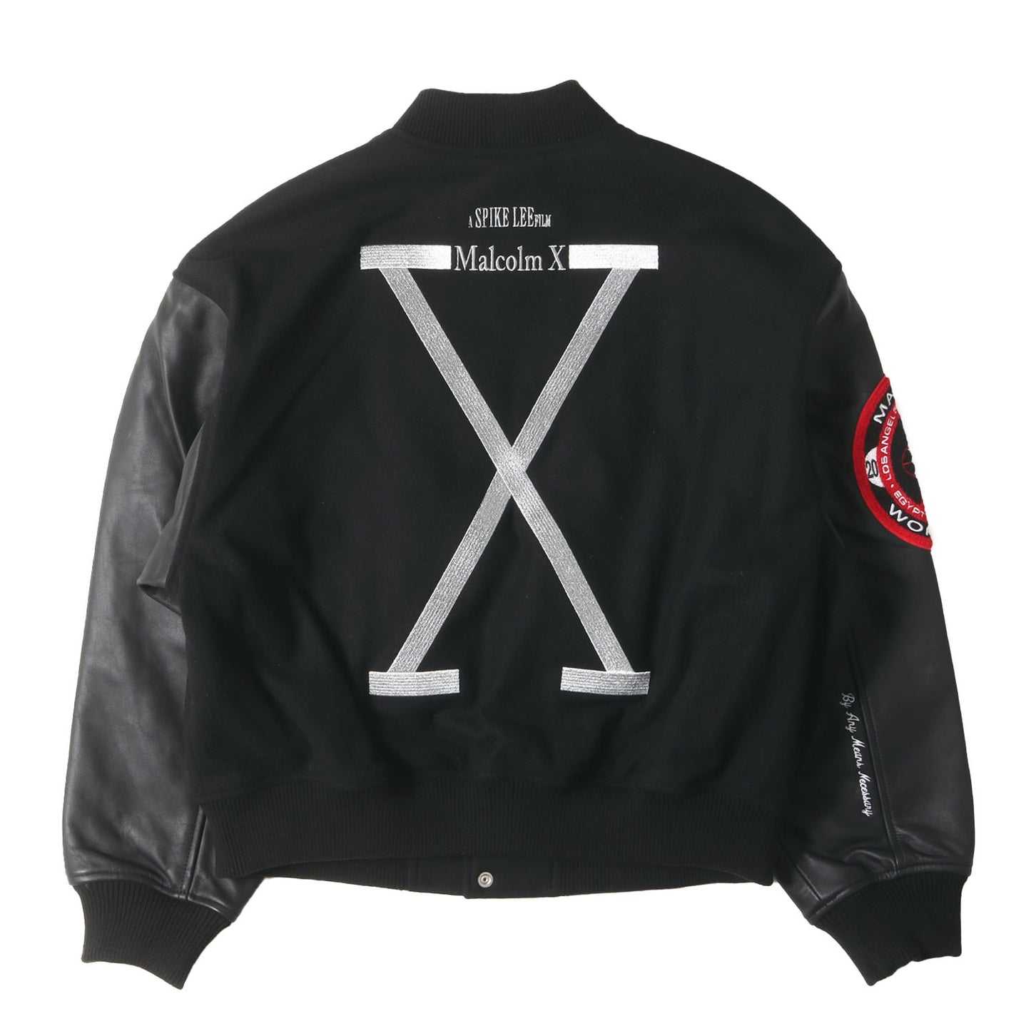 25SS ×40 Acres マルコムX 袖レザー バーシティジャケット / スタジャン(Malcolm X Varsity Jacket)