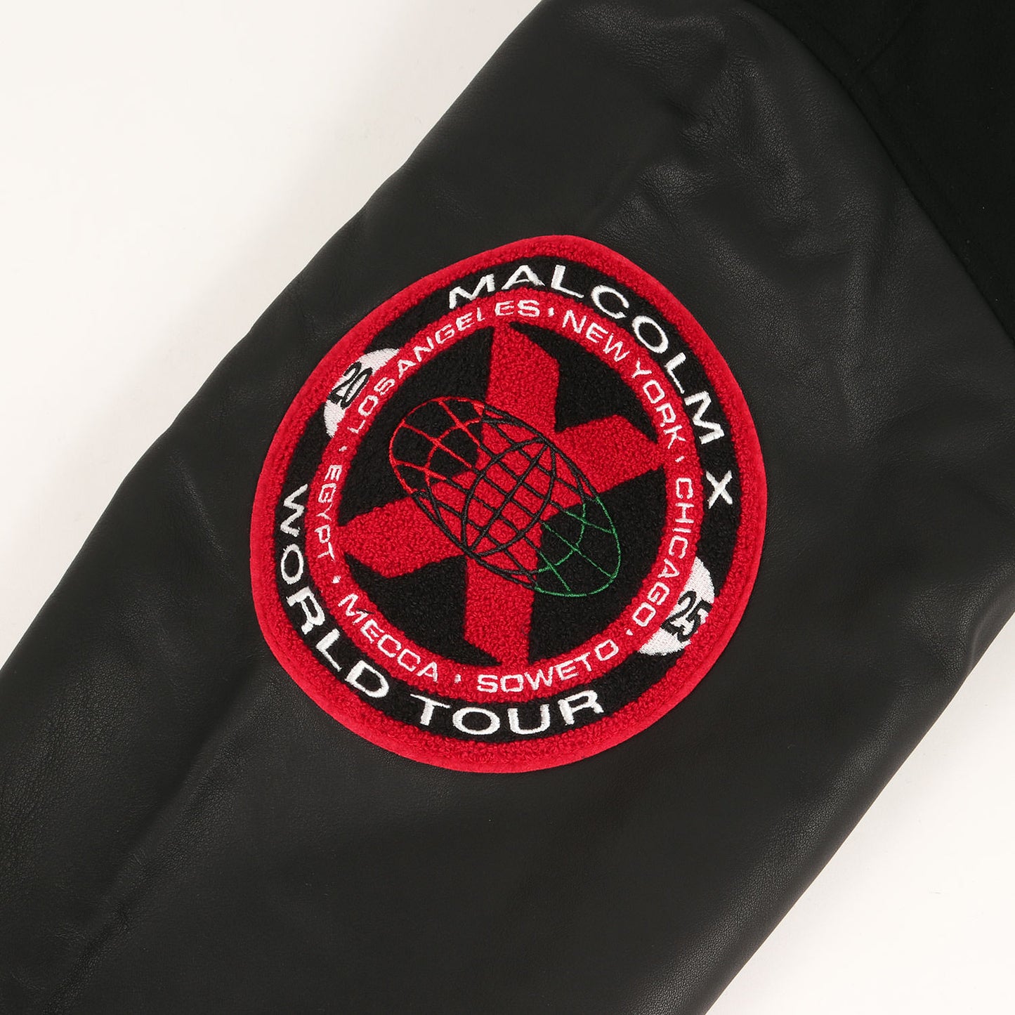 25SS ×40 Acres マルコムX 袖レザー バーシティジャケット / スタジャン(Malcolm X Varsity Jacket)