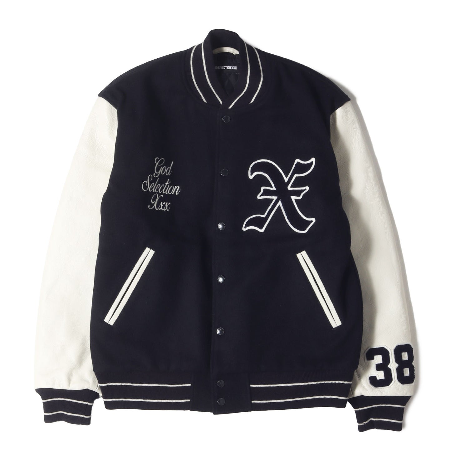 24AW 初売り 原宿限定 袖レザー メルトン スタジャン(VARSITY JACKET)