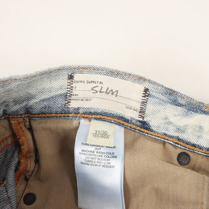 クラッシュリペア加工 スリム デニムパンツ