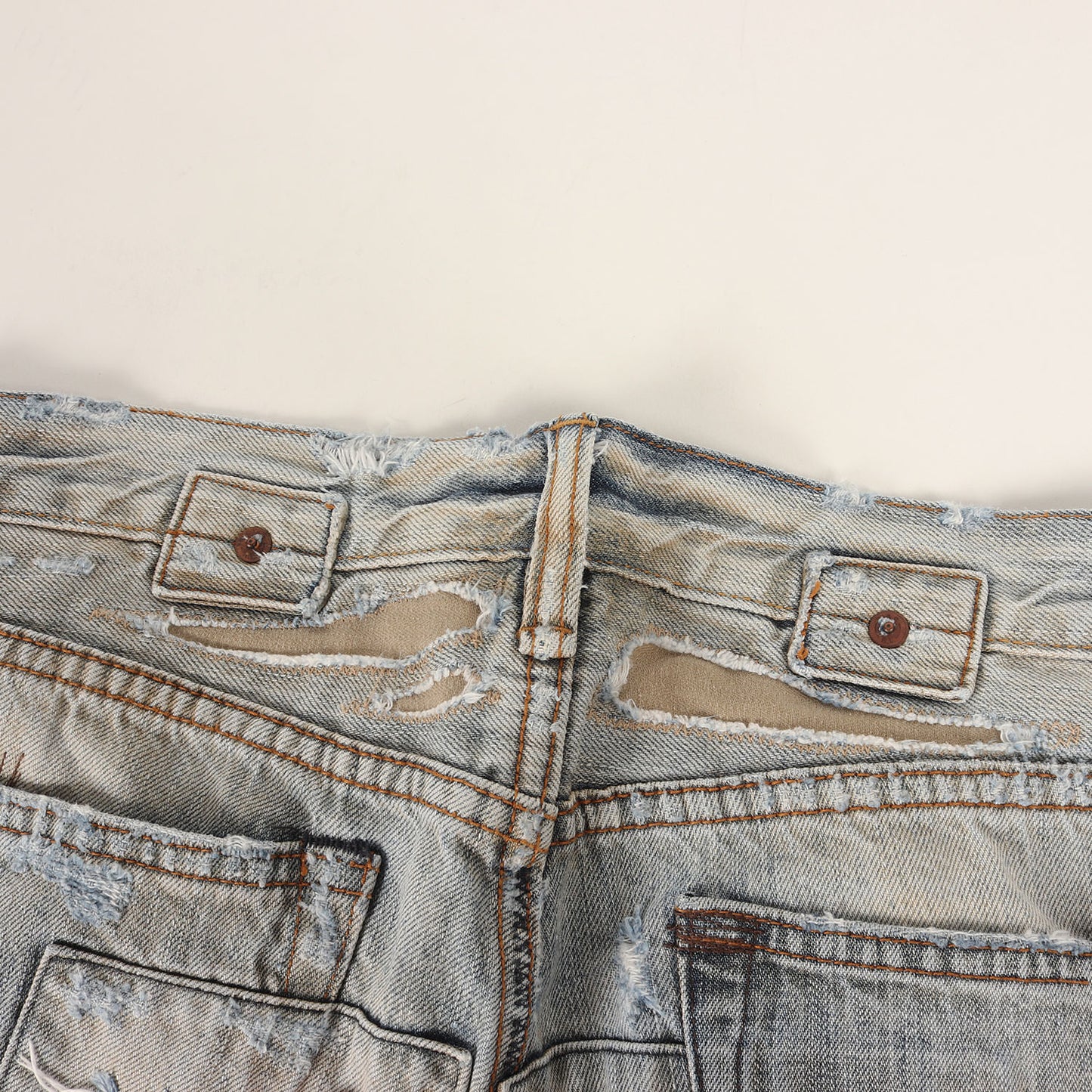 クラッシュリペア加工 スリム デニムパンツ