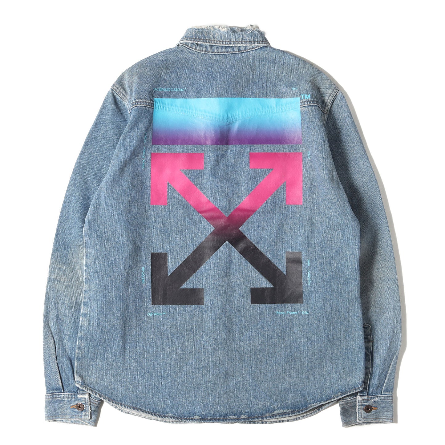 ヴィンテージ加工 グラデーションアロー デニムシャツ(GRADIENT ARROW VINTAGE DENIM SHIRT)