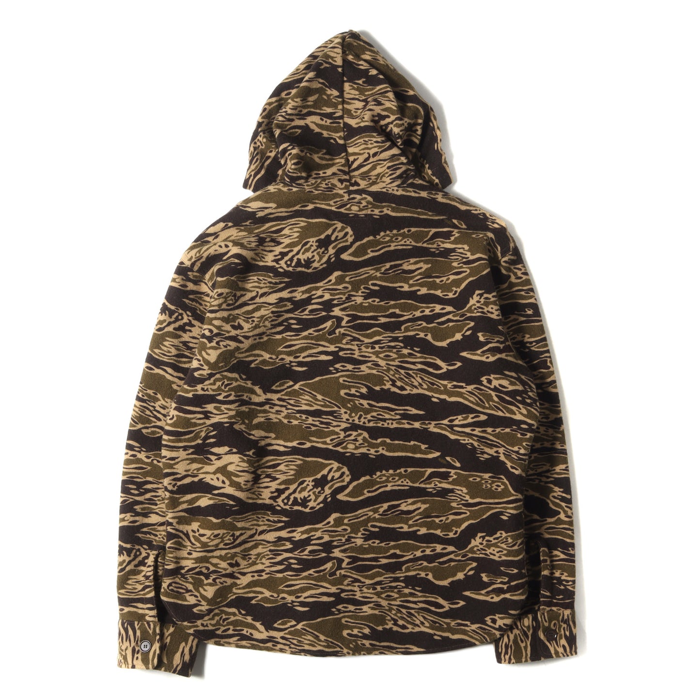 フード付き タイガーカモ ウールシャツ(T-WOOL BAMBOO PARKA SHT)