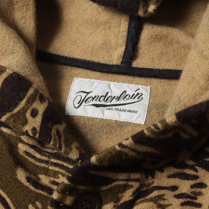 フード付き タイガーカモ ウールシャツ(T-WOOL BAMBOO PARKA SHT)