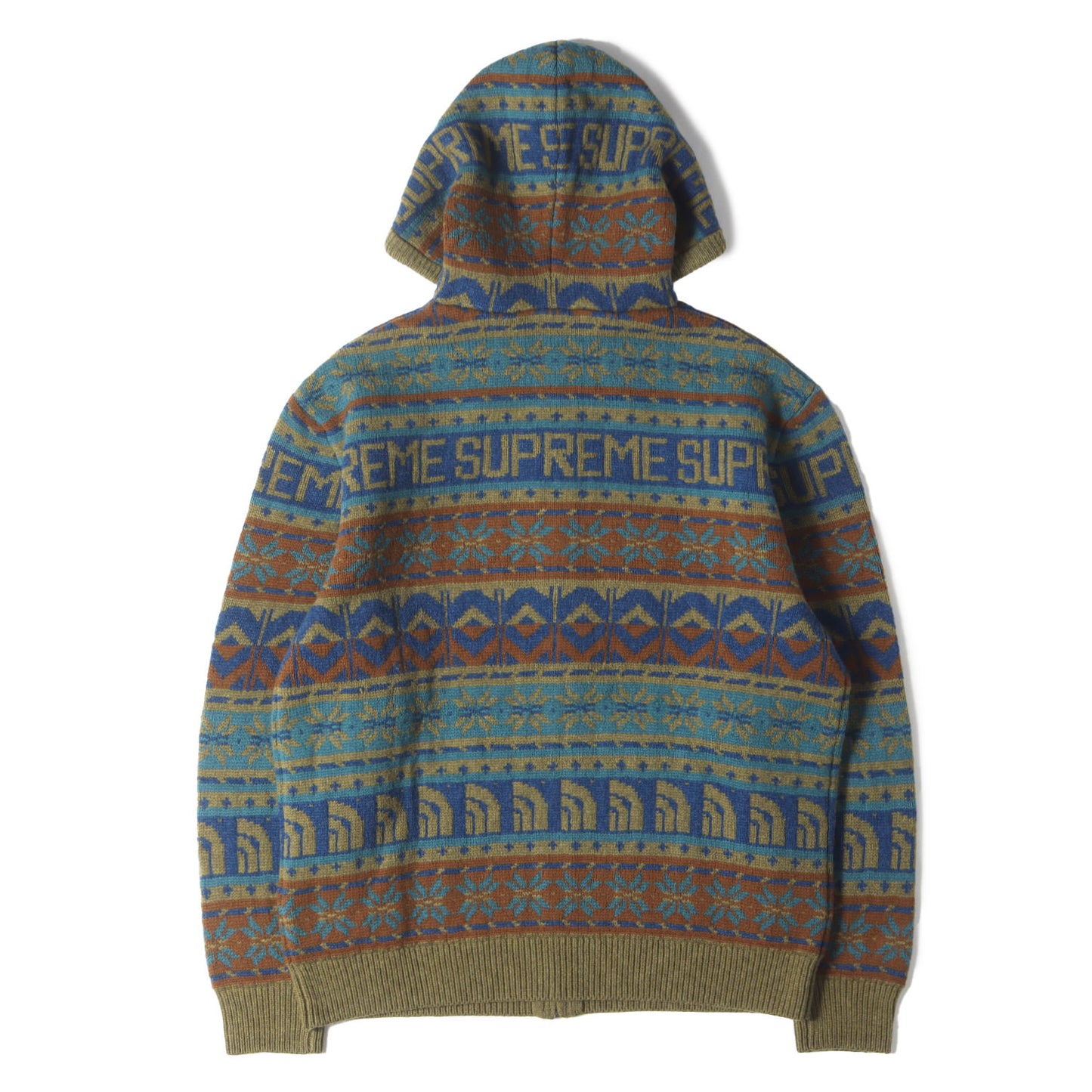 22AW ×THE NORTH FACE ノルディック柄 ジップ ウールニット セーター(Zip Up Hooded Sweater)