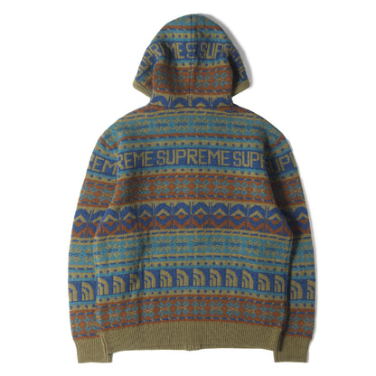 22AW ×THE NORTH FACE ノルディック柄 ジップ ウールニット セーター(Zip Up Hooded Sweater)