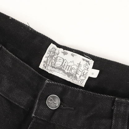 バギー テーパード ブラックデニムパンツ