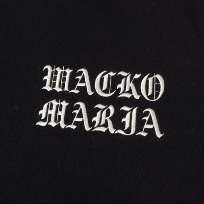 23AW ロゴ刺繍 袖レザー メルトン バーシティジャケット / スタジャン(LEATHER VARSITY JACKET)