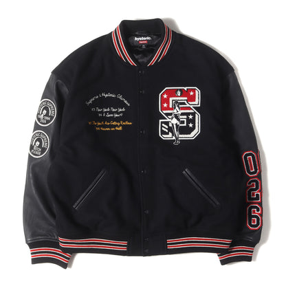 24AW ×HYSTERIC GLAMOUR 袖レザー メルトン バーシティジャケット / スタジャン(Varsity Jacket)
