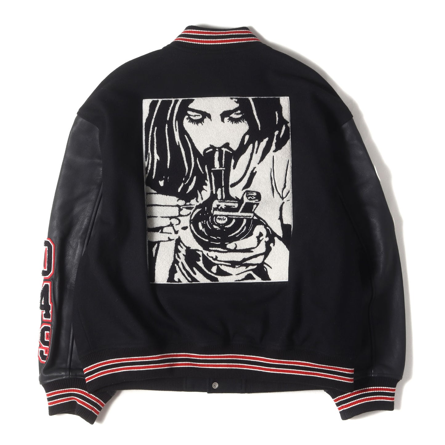 24AW ×HYSTERIC GLAMOUR 袖レザー メルトン バーシティジャケット / スタジャン(Varsity Jacket)