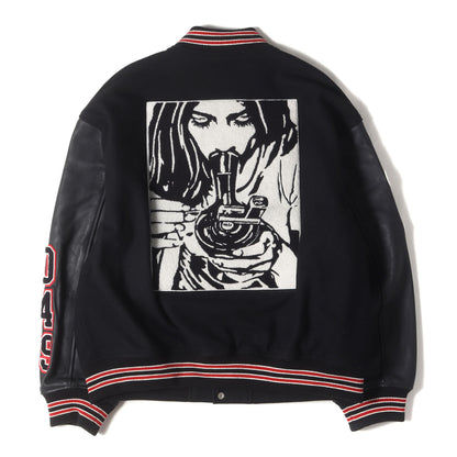 24AW ×HYSTERIC GLAMOUR 袖レザー メルトン バーシティジャケット / スタジャン(Varsity Jacket)
