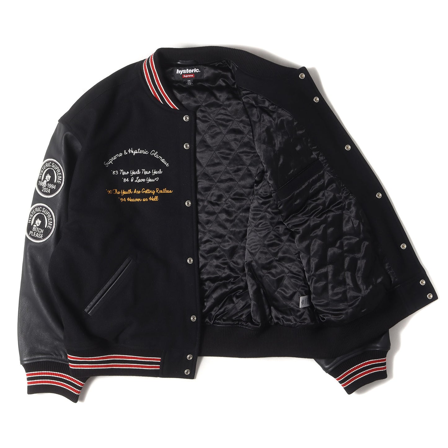24AW ×HYSTERIC GLAMOUR 袖レザー メルトン バーシティジャケット / スタジャン(Varsity Jacket)
