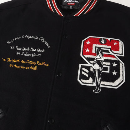 24AW ×HYSTERIC GLAMOUR 袖レザー メルトン バーシティジャケット / スタジャン(Varsity Jacket)