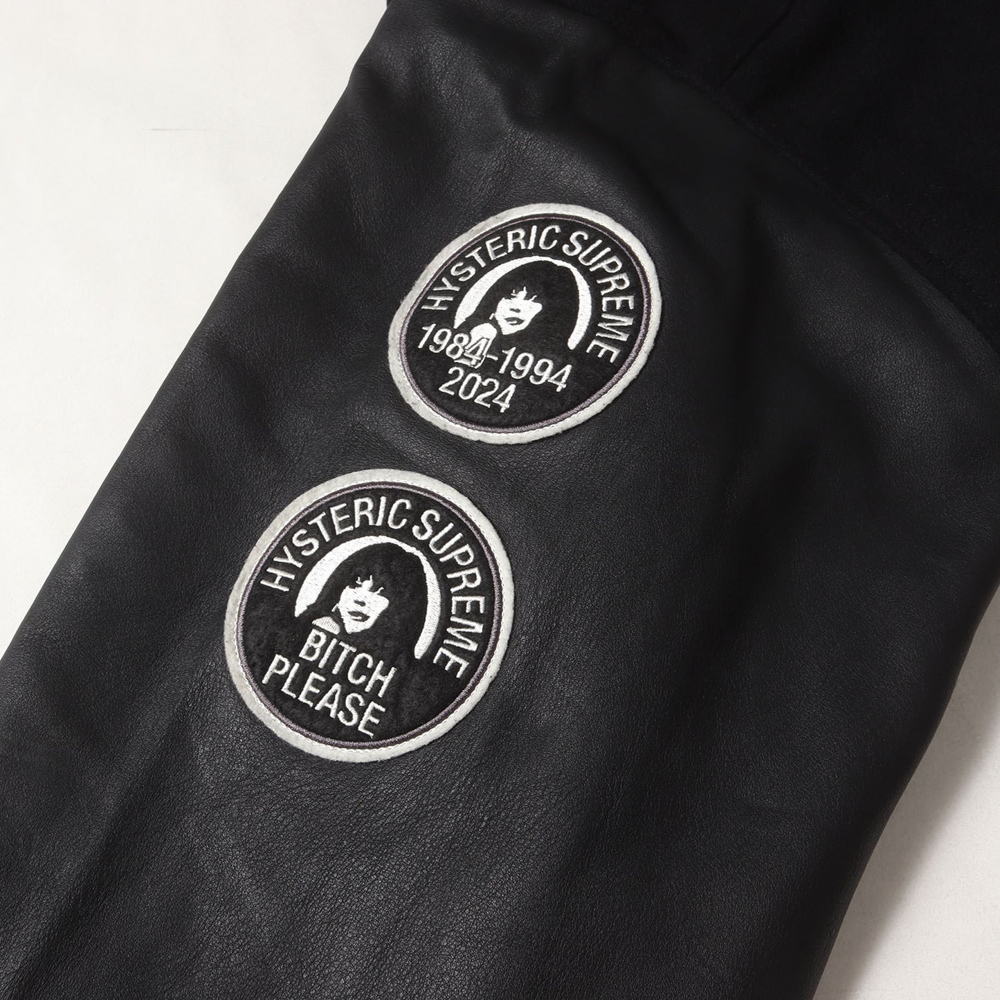 24AW ×HYSTERIC GLAMOUR 袖レザー メルトン バーシティジャケット / スタジャン(Varsity Jacket)