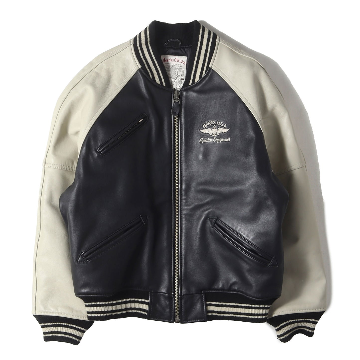 バックロゴパッチ オールレザー フルジップ スタジャン