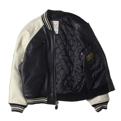 バックロゴパッチ オールレザー フルジップ スタジャン