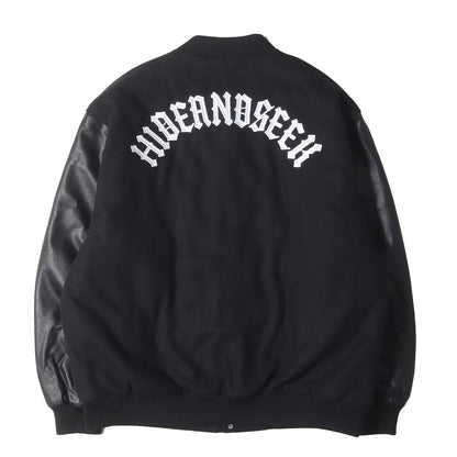 23AW 袖フェイクレザー メルトン バーシティジャケット / スタジャン(Varsity Jacket)